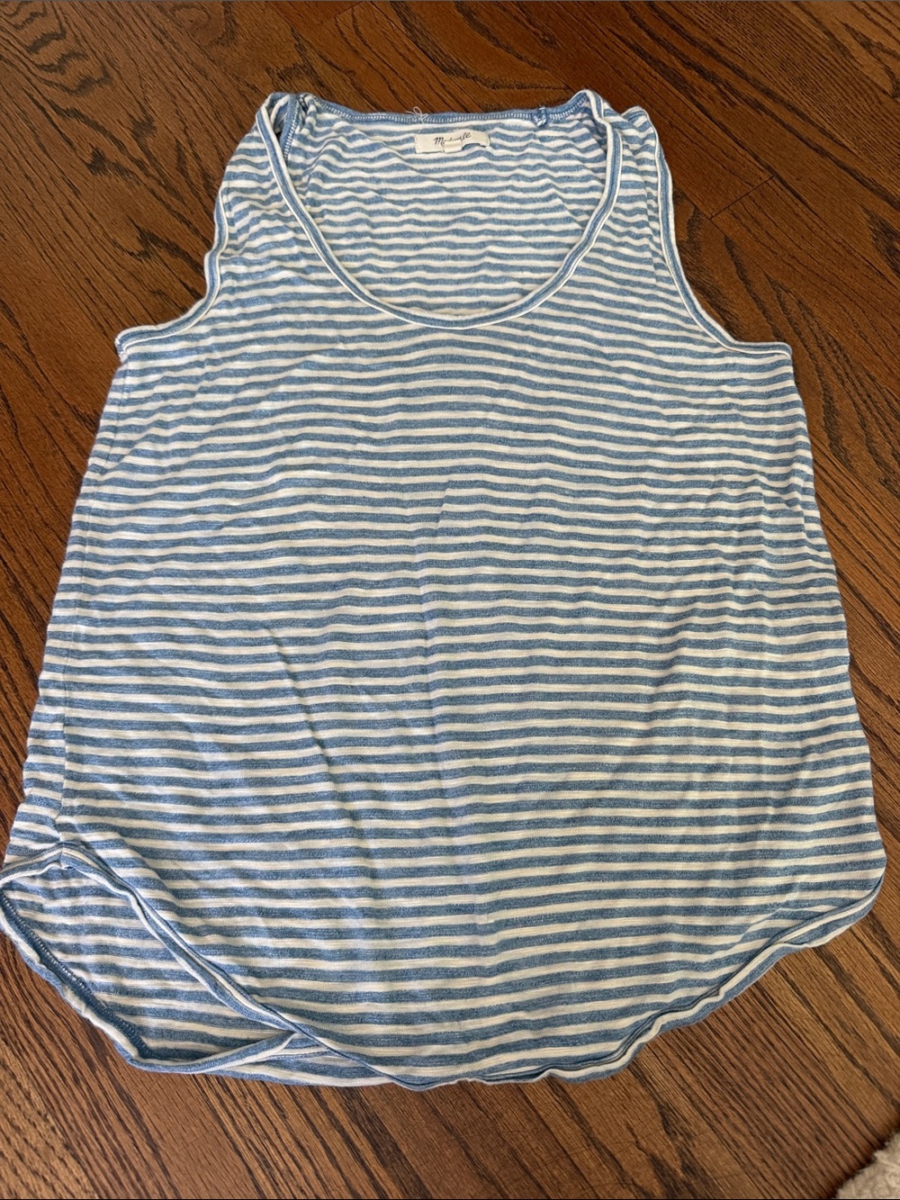 Madewell Light Blue Striped Womenโs Tank Top
